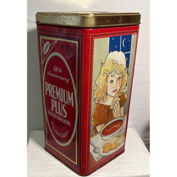 Christies Premium Plus Salted Crackers 60th Anniversary Tin Canada 80's - Picture 2 of 11